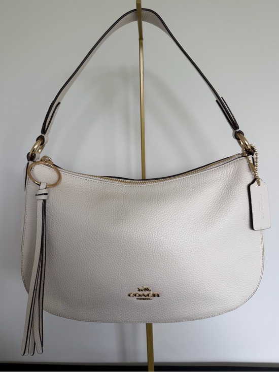 Coach Handbags - Coach Sutton 52548 Pebbled Leather Hobo Shoulder Bag Chalk Gold Tassel